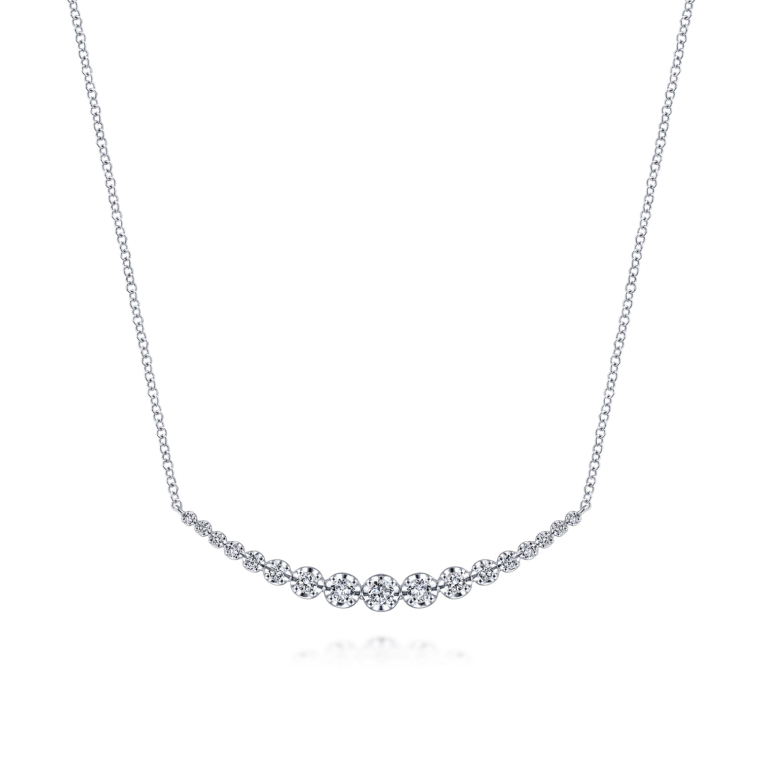Gabriel - 14K White Gold Diamond Curved Bar Necklace