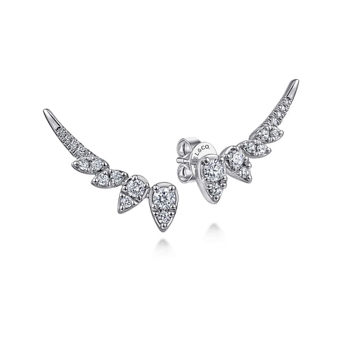 14K White Gold Diamond Diamond Crawler Earrings