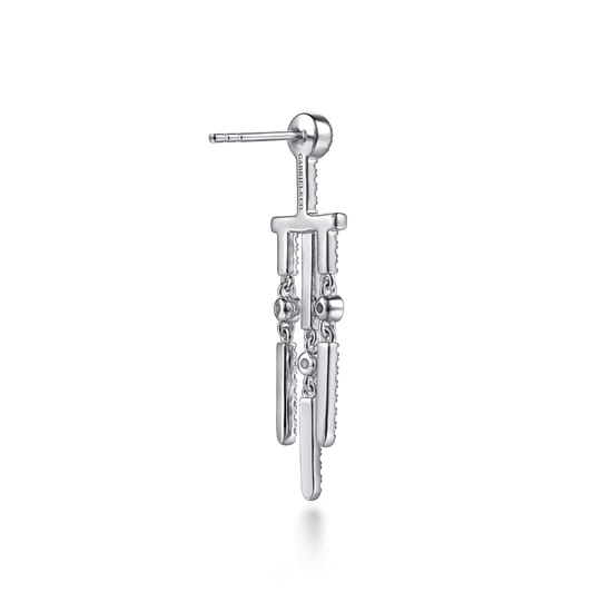 14K White Gold Diamond Drop Chandelier Earrings angle 2