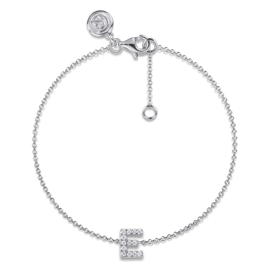 Gabriel - 14K White Gold Diamond E Initial Chain Bracelet