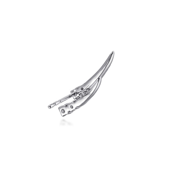 14K White Gold Diamond Ear Climber Earrings angle 2