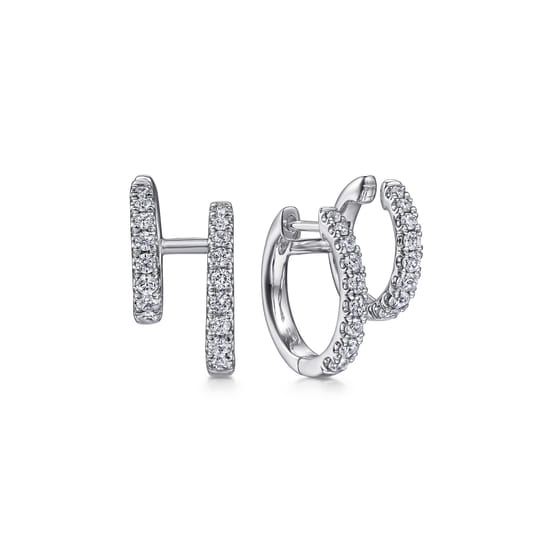 14K White Gold Diamond Easy Stackable Earrings 14K White Gold Diamond Easy Stackable Earrings