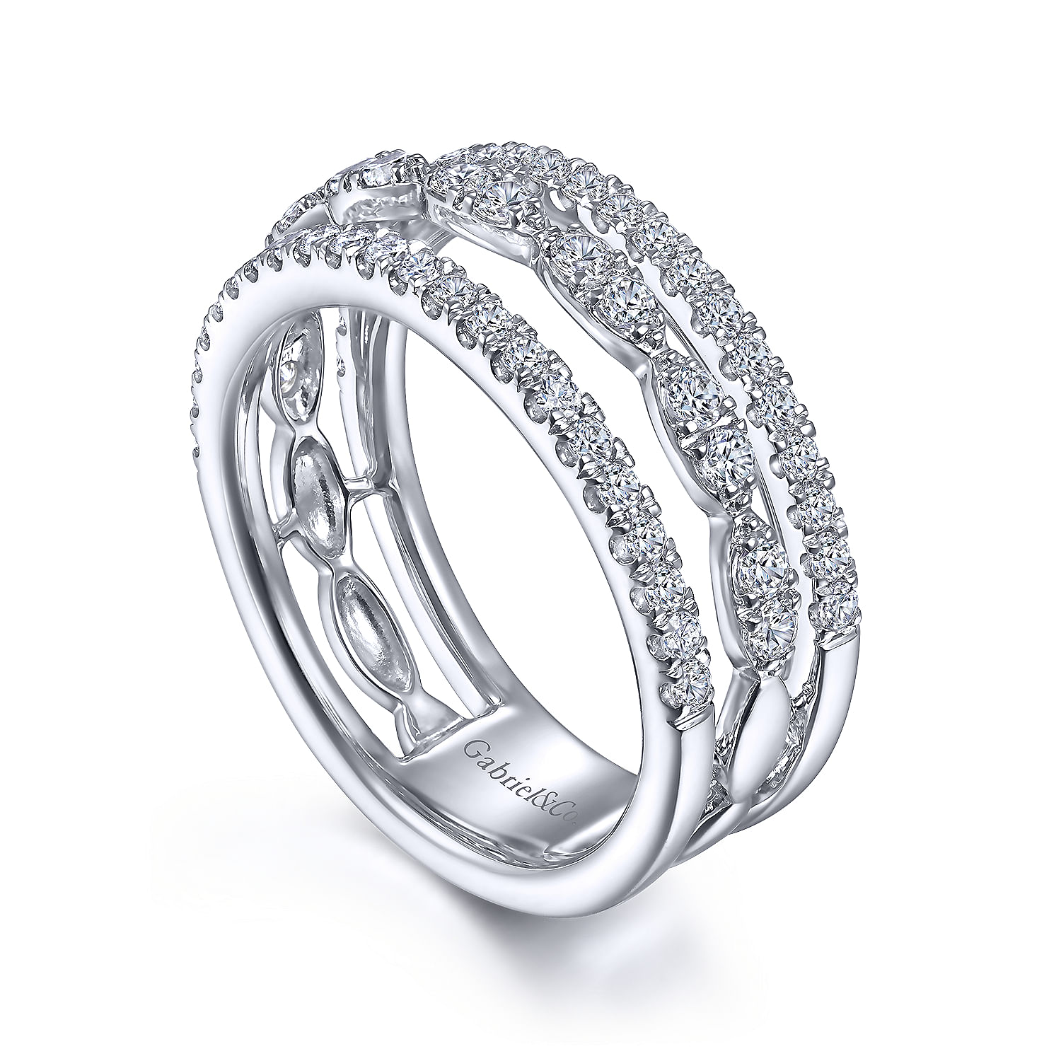 14K White Gold Diamond Easy Stackable Ring
