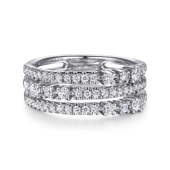 Gabriel - 14K White Gold Diamond Easy Stackable Ring