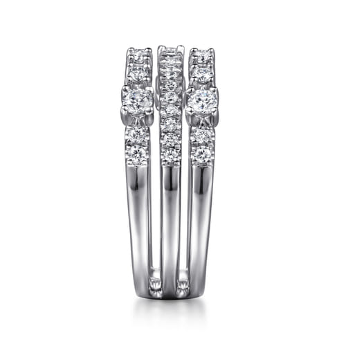 14K White Gold Diamond Easy Stackable Ring
