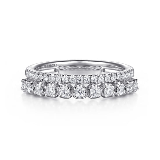 14K White Gold Diamond Easy Stackable Ring