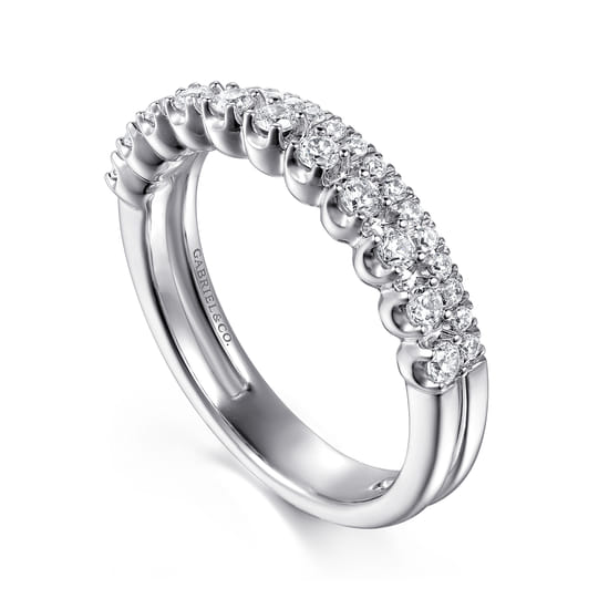 14K White Gold Diamond Easy Stackable Ring angle 3