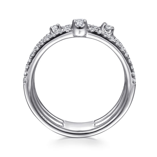 14K White Gold Diamond Easy Stackable Ring angle 2