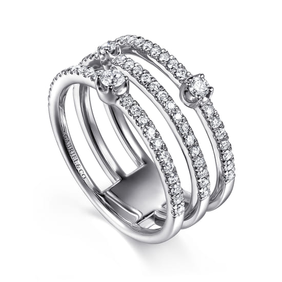 14K White Gold Diamond Easy Stackable Ring angle 3