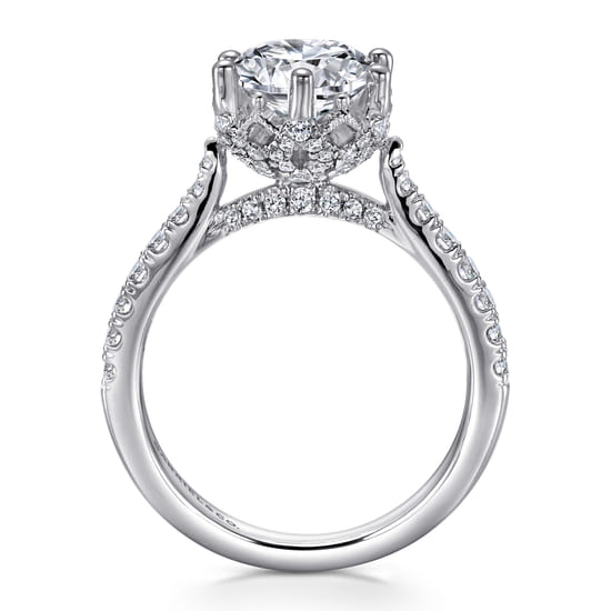 14K White Gold Diamond Engagement Ring angle 2