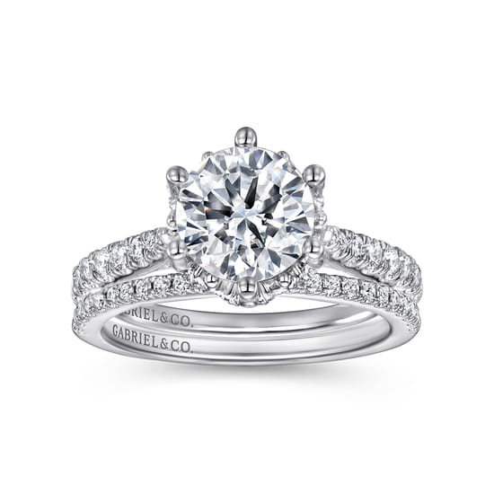 14K White Gold Diamond Engagement Ring angle 4