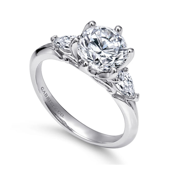 14K White Gold Diamond Engagement Ring angle 3