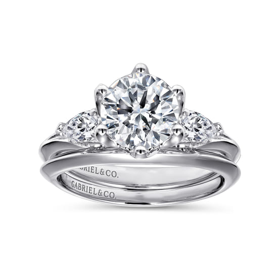 14K White Gold Diamond Engagement Ring angle 4
