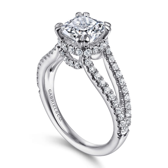14K White Gold Diamond Engagement Ring angle 3