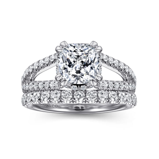 14K White Gold Diamond Engagement Ring angle 4