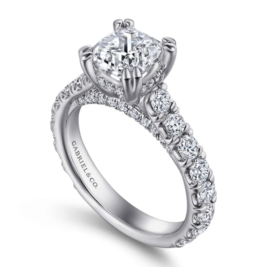 14K White Gold Diamond Engagement Ring angle 3