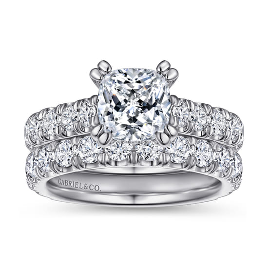 14K White Gold Diamond Engagement Ring angle 4