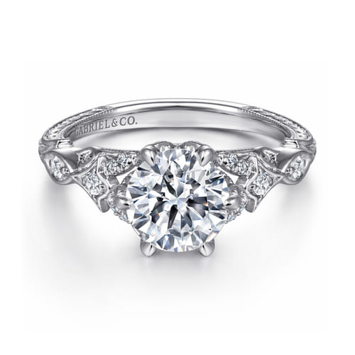 14K White Gold Diamond Engagement Ring