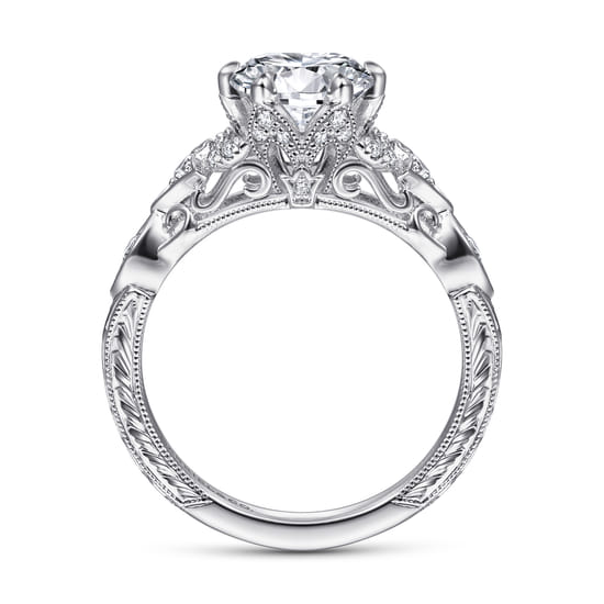 14K White Gold Diamond Engagement Ring angle 2