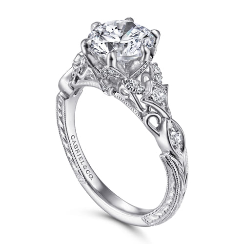 14K White Gold Diamond Engagement Ring