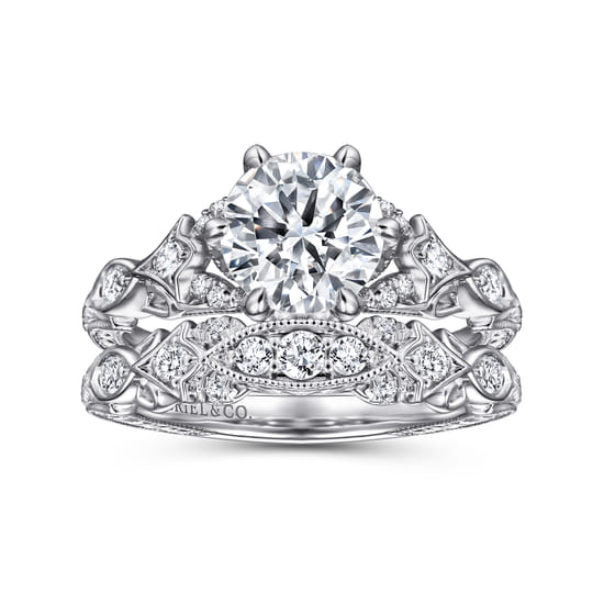14K White Gold Diamond Engagement Ring angle 4