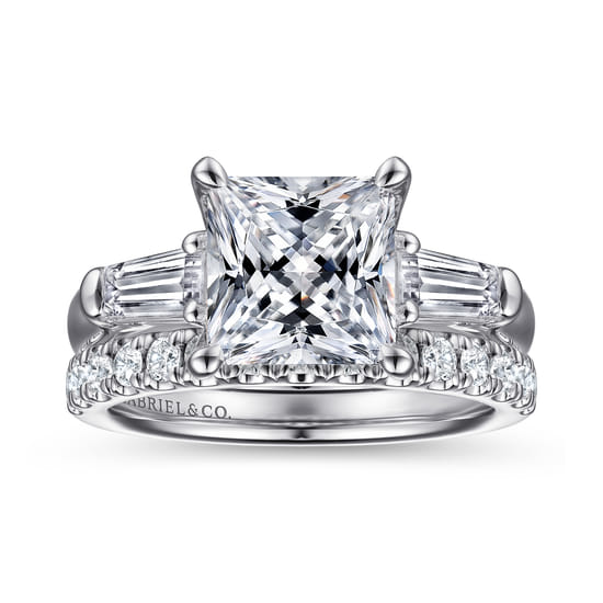 14K White Gold Diamond Engagement Ring angle 4