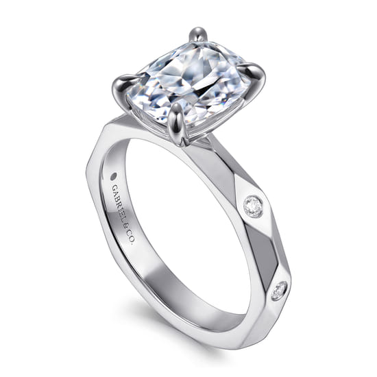 14K White Gold Diamond Engagement Ring angle 3