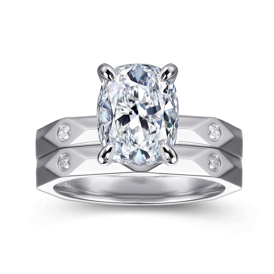 14K White Gold Diamond Engagement Ring angle 4
