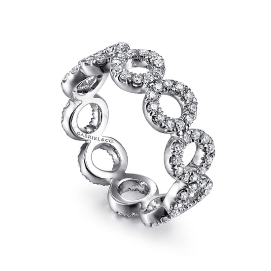 14K White Gold Diamond Eternity Band angle 3