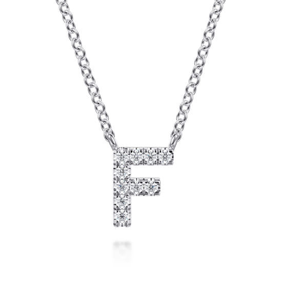 Gabriel - 14K White Gold Diamond F Initial Pendant Necklace Gabriel - 14K White Gold Diamond F Initial Pendant Necklace