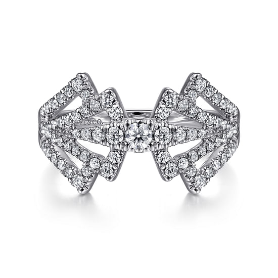 Gabriel - 14K White Gold Diamond Fan Corset Ring