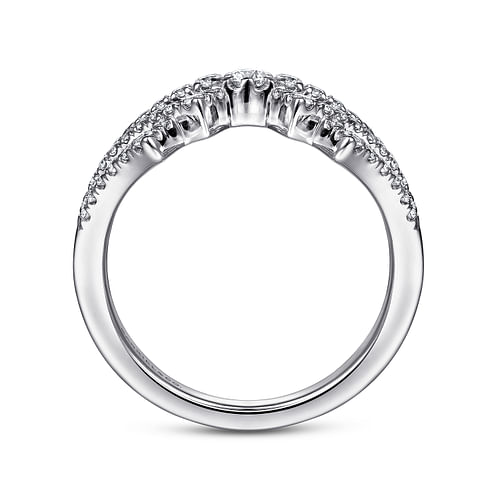 14K White Gold Diamond Fan Corset Ring