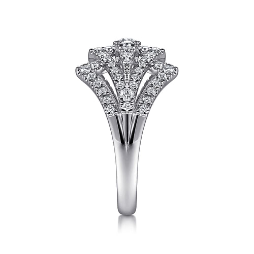 14K White Gold Diamond Fan Corset Ring