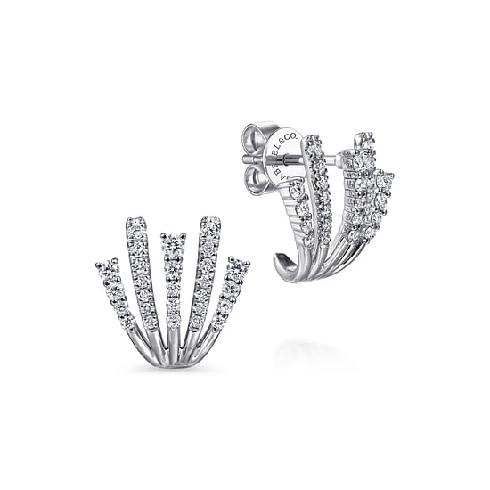 Gabriel - 14K White Gold Diamond Fan Stud Earrings