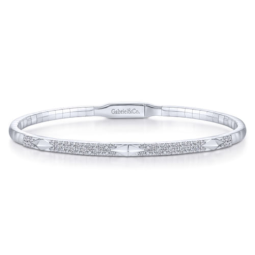 14K White Gold Diamond Fashion Bangle