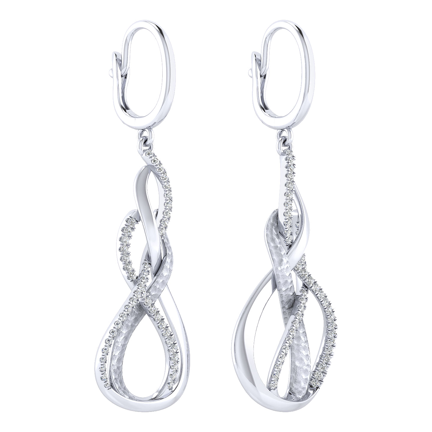 14K White Gold Diamond Fashion Drop Earrings