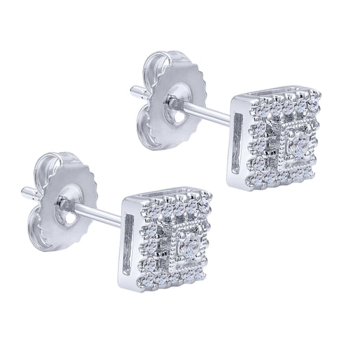 14K White Gold Diamond Fashion Earrings