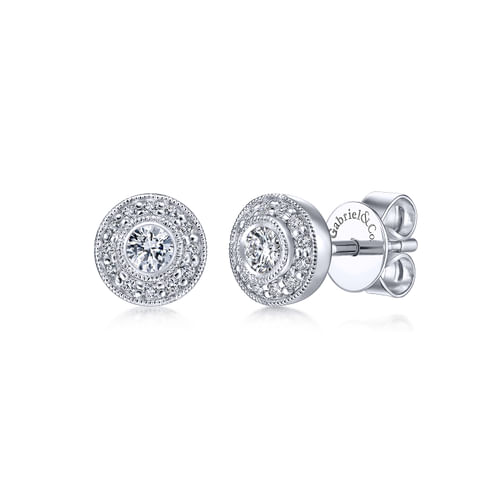 14K White Gold Diamond Fashion Earrings