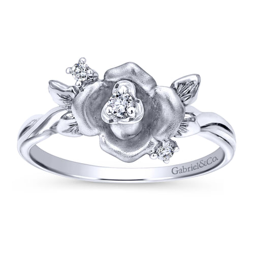 14K White Gold Diamond Fashion Ladies Ring