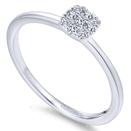 14K White Gold Diamond Fashion Ladies Ring