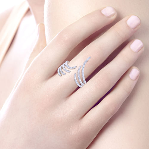 14K White Gold Diamond Fashion Ladies Ring