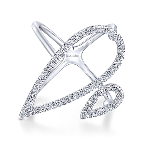 14K White Gold Diamond Fashion Ladies Ring