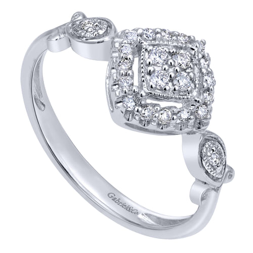 14K White Gold Diamond Fashion Ladies Ring