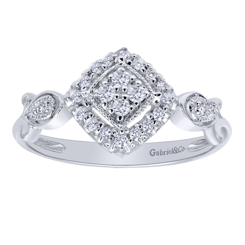 14K White Gold Diamond Fashion Ladies Ring