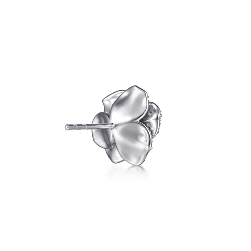 14K White Gold Diamond Floral Stud Earrings