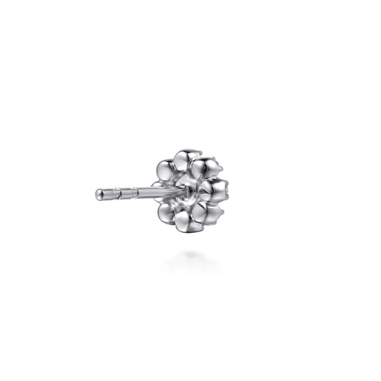 14K White Gold Diamond Floral Stud Earrings angle 2
