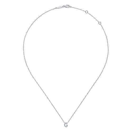 14K White Gold Diamond G Initial Pendant Necklace