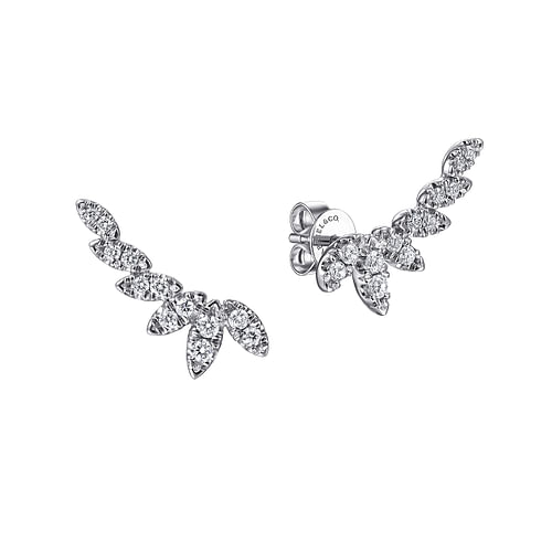 14K White Gold Diamond Graduating Marquise Shape Stud Earrings