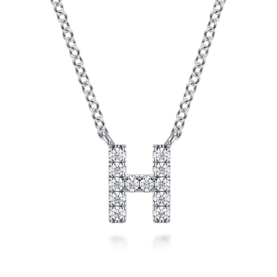 Gabriel - 14K White Gold Diamond H Initial Pendant Necklace