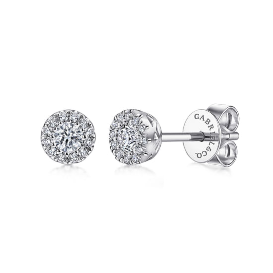 Gabriel - 14K White Gold Diamond Halo Stud Earrings